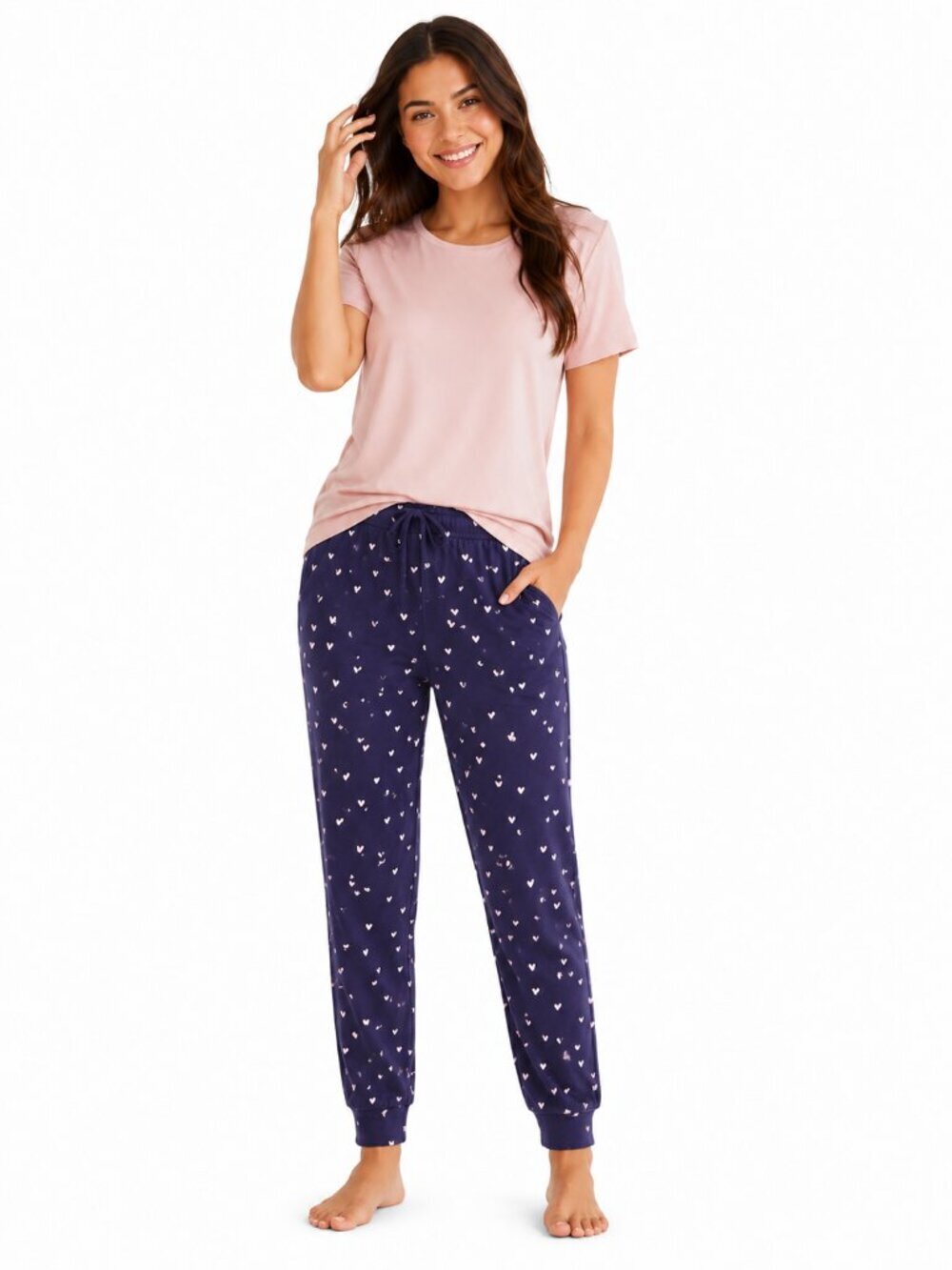 Honeydew Lounge Set 3-piece Women's Pink Navy Hearts NWT
